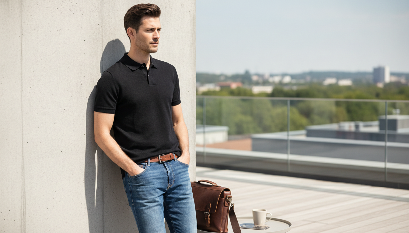 Baldinini Trend Black Polo: Smart-Casual Essential
