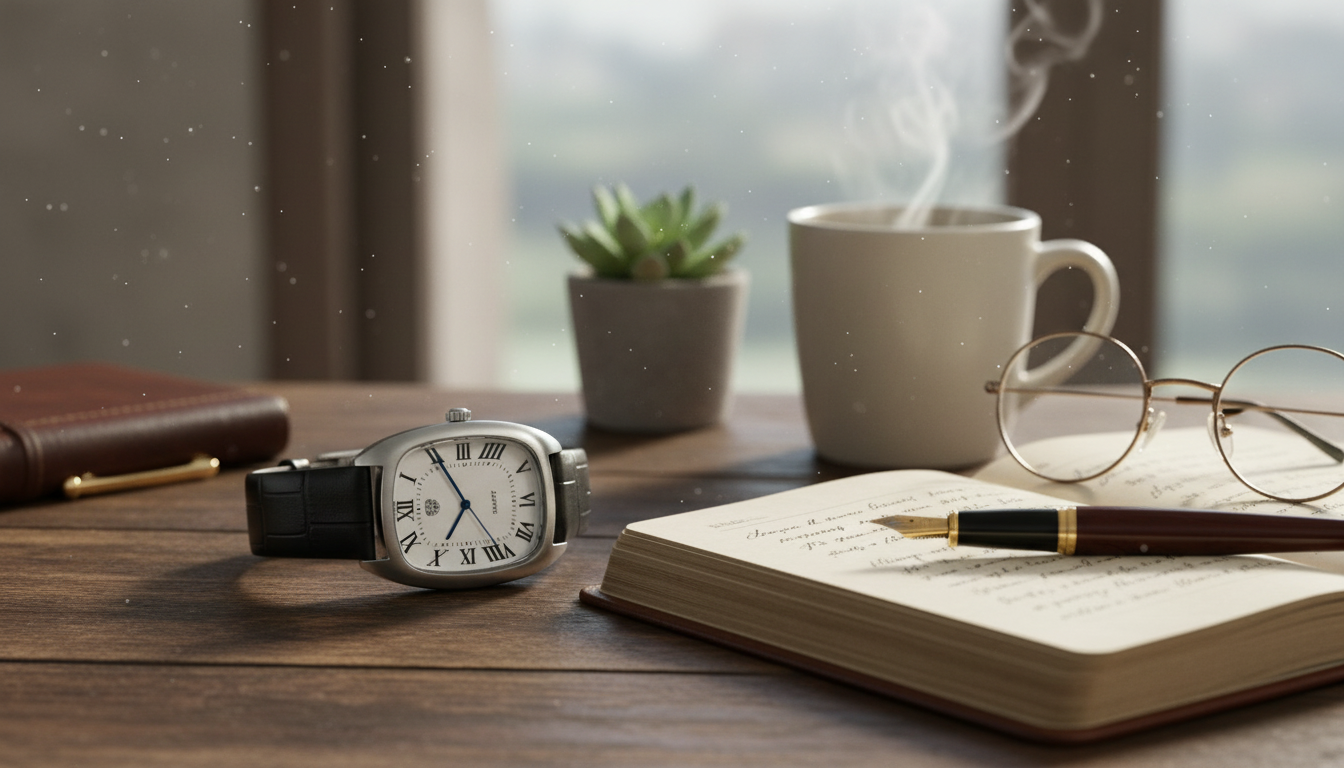 Oval Quartz Men’s Watch: Leather Band & Water Resistance